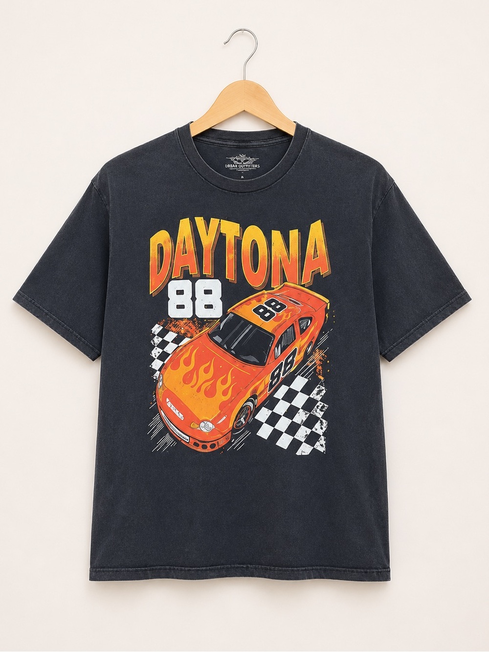 Vintage Wash Black Urban Outfitters Graphic Tee - Daytona 88 Race Car Men’s L